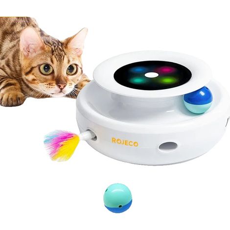 Interaktives Haustierspielzeug, Duale Spielmodi, Zufällige Federbewegung, Kompatibel mit Katzen und Hunden, Stromversorgung über Batterie oder Kabel, (1/5)