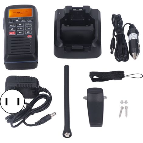 Talkie-walkie marin VHF 156-163MHz GPS intégré flottant IPX7 étanche chargeur 100-240V prise US pour bateau voiture (1/5)