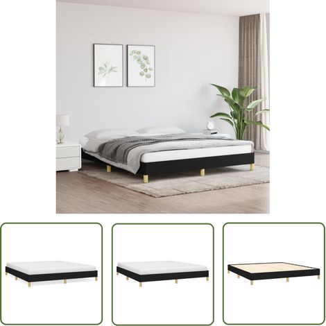 The Living Store Bettgestell ohne Matratze Schwarz 180x200 cm Stoff - Bettrahmen - Doppelbett - Boxspringbetten - Lattenrost - Schlafzimmermöbel (1/5)