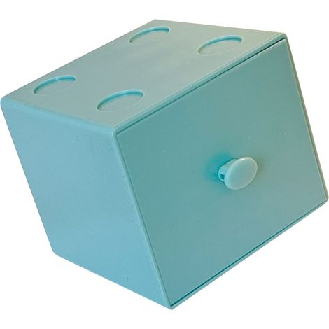 Boîte de rangement plastique empilable carrée pour bureau avec tiroir organisateur maison trombones accessoire de bureau bleu (1/5)