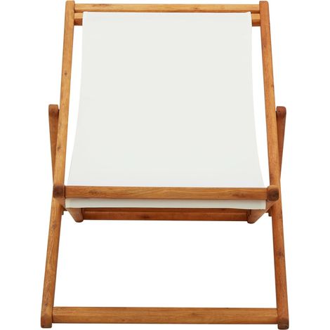Maison Exclusive - Sedia da Spiaggia Legno di Eucalipto e Tessuto Bianco Crema