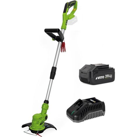 Coupe Bordure sans fil 20V + Batterie 4AH + Chargeur + Jeu de 20 lames coupantes VITO