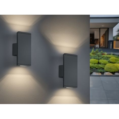 LED Außenwandleuchte Up-Down Light, IP54, Anthrazit - 2er Set