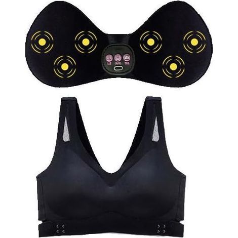 Filiyano – Masseur de poitrine pour soutien-gorge chauffant, masseur sans fil détachable USB pour un galbe (Taille : L, Couleur : Noir) L (1/5)