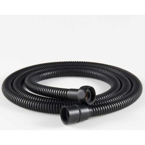 Tuyau de douche Flexible en acier inoxydable de 1.5m, raccords en laiton, tuyau de pomme de douche Anti-pliage, tuyau de douche Flexible-noir 1 pièce (1/4)