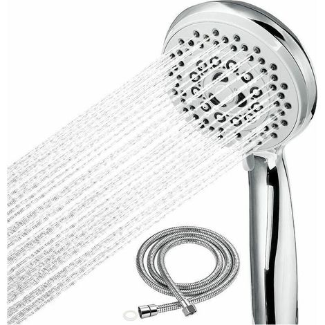 Pommeau Douche Tuyau de Douche, Douchette Pommeau Douche Anti Calcaire Accessoires Universels 5 Modes Haute Pression Economie d'eau, ABS+Acier Inoxy Douche Salle de Bain,