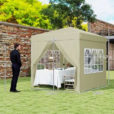 Pavillon d'environ 2,5 x 2,5 m, déperlant, robuste, pliable et résistant à l'hiver, protection UV 50+, tente de réception pliable, tente de jardin avec 4 panneaux latéraux, sac de rangement, pavillon (1/5)