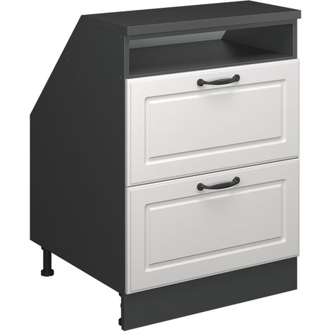 Meuble sous pente R-Line, Blanc campagne, 60cm 2 tiroirs, 60 cm de profondeur, Vicco (1/5)