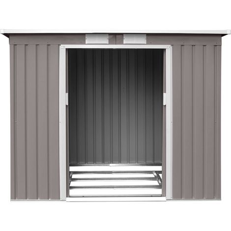 Hattoro – Abri de jardin métal 213x130x173 cm – Tôle d'acier galvanisée – Toit en appentis pour drainage efficace – Double porte coulissante