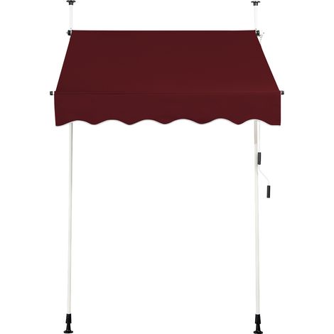 Store Banne Manuel Hauteur Réglable 200-300CM, Auvent Rétractable150x125CM sans Perçage en Métal et Tissu Oxford pour Fenêtre,Terrasse, Rouge (1/5)