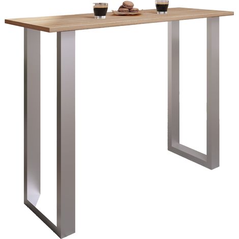 Mesa de barras VCM  Tresen  Mesa de pie  Mesa alta  Mesa de escritorio de barba - Xona 140x50 cm (Plata / Roble Sonoma)