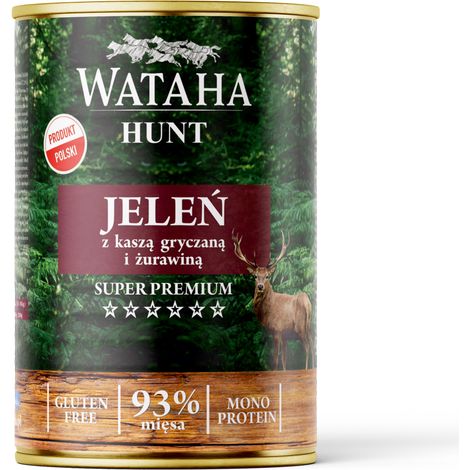 Wataha caccia 93% Cervo adulto con grano saraceno e mirtilli rossi 400g