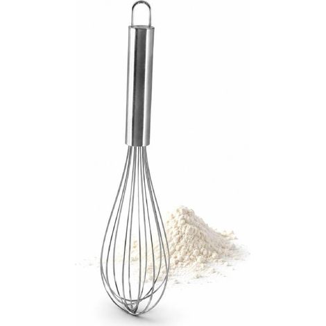 Küchenquirl aus Edelstahl, 26 cm, für Gebäck, für homogene Mischungen, robuster Edelstahl, 26 cm handlich, für herzhafte und süße Rezepte, spülmaschinenfest (1/5)