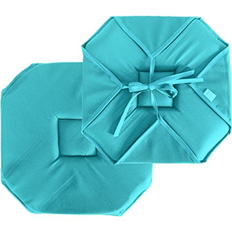 Galette à rabats polyester CHABY 40x40 cm coloris BLEU TURQUOISE