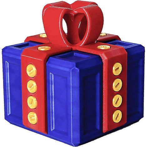 (Rouge Bleu) Boîte à vis imprimée en 3D - Blague - Boîte cadeau de Noël amusante avec des vis pour des cadeaux farceurs (1/3)