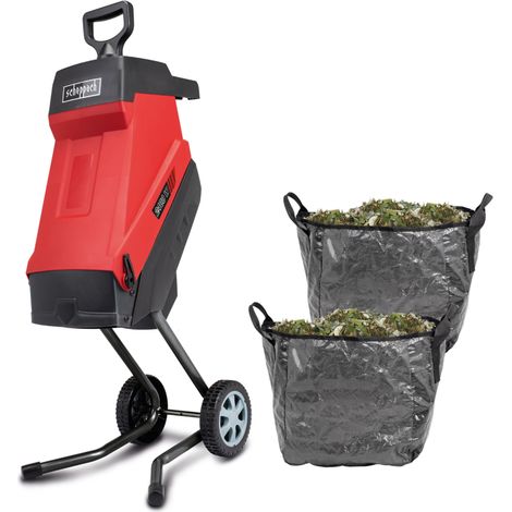 Scheppach Broyeur de jardin électrique 2 en 1 GS55 – Broyeur & collecteur – 2400 W – Jusqu'à 45 mm d'épaisseur – Capacité de 45 L – 2 couteaux réversibles montés – 2 sacs de ramassage inclus