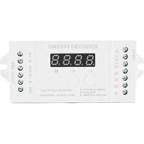 Mini 4-Kanal Digitaldisplay-Decoder mit 15 integrierten Effekten, DC 9 bis 24 V Decoder-Controller für RGBW-LED-Beleuchtung