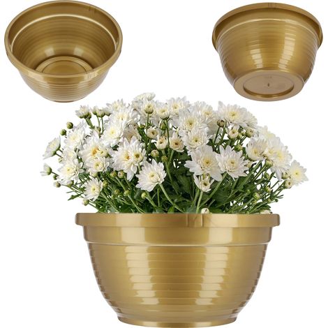 Vase à Fleurs, Résistant aux Intempéries, Plastique Durable, Or-c, XXL (1/2)