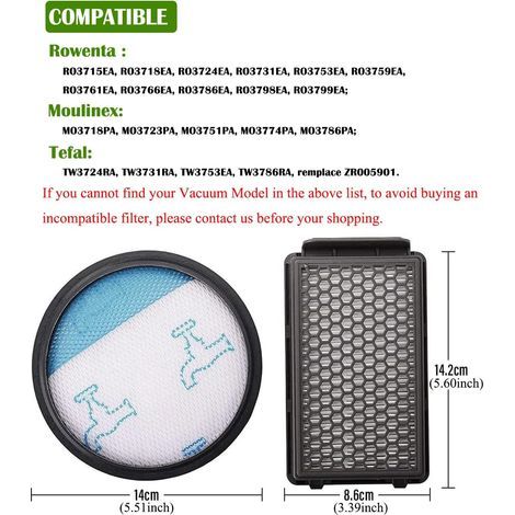 Filtre Rowenta ZR005901 – Compatible Moulinex Tefal Compact Power Cyclonic (1/5)