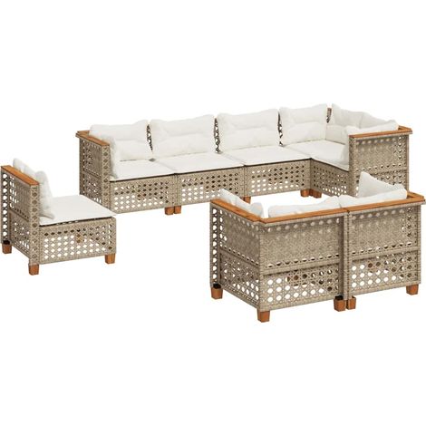 Maison Exclusive - Set Divano da Giardino 8 pz con Cuscini Beige in Polyrattan