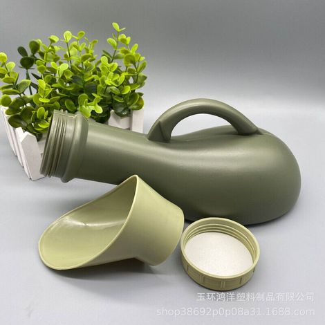 Urinoir Homme Femme Portable Unisexe: Pistolet Urinal Avec Urinoir portable unisexe : poignée avec couvercle, pistolet à urine, urinoir de voyage, urinoir de lit, urinoir de camping 1 L, vert armée (1/2)