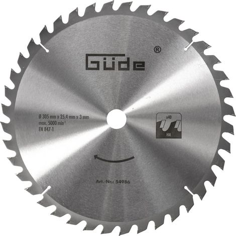Güde Holzsägeblatt HM 305x25,4mm 40 Zähne Sägeblatt Kappsäge Holz Sägeblatt (1/4)