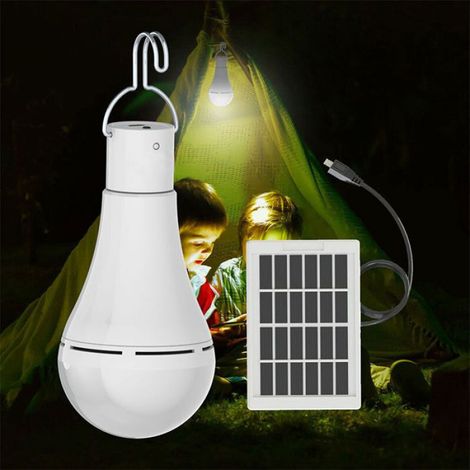 Ampoule LED solaire étanche - - Modèle standard - Télécommande - Recharge solaire & USB - 300 lm, jusqu'à 22 h (1/4)