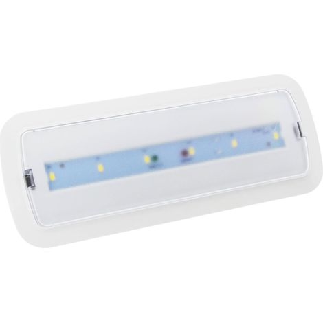 1 Lumière d'urgence LED, 3 W, 250 lm, Blanc, Installation murale ou plafond