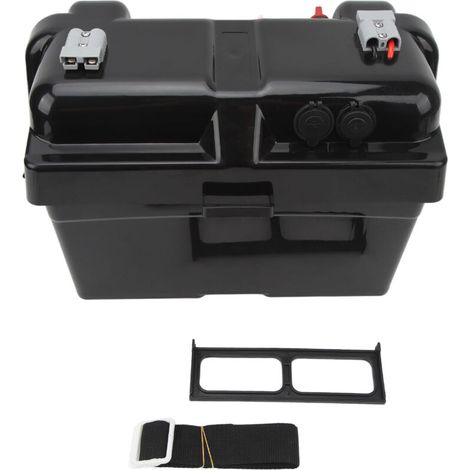 Portable Battery Box, Marine Battery Box Dual USB 12V Plug Voltage Indicator Quick Connect Smart Motor Battery Power Center for RV SUV ATV. (1/5)