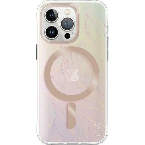 Funda UNIQ Coehl Willow para iPhone 15 Pro Max de 6,7" con carga magnética, color ópalo/irisado