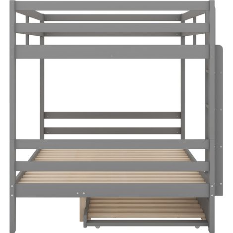 Litera 140 x 200 cm con cama nido, pino y MDF, gris (1/5)