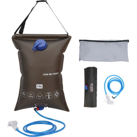 Sac de douche pliable de 15 L avec pommeau de douche pour la randonnée, le camping, la plage et la natation.-AquaForge (1/5)