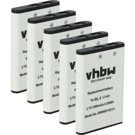 vhbw 5x Akku kompatibel mit Weierwei UV3R Funkgerät, Walkie Talkie (1500 mAh, 3,7 V, Li-Ion)
