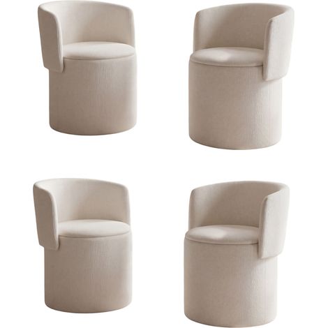 Wahson Set di 4 Sedie da Pranzo con Schienale Pieghevole Sedie Imbottite in Ciniglia con Contenitore Nascosto per Soggiorno, Bianca
