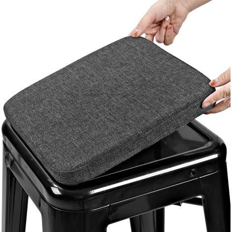 1 coussin magnétique en lin pour tabouret de bar, antidérapant, respirant, petit coussin de siège pour café, bistrot, tabouret en métal empilable (carré, gris foncé, 1) (1/5)