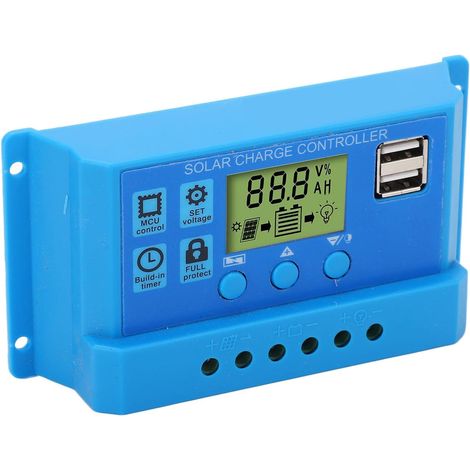Regulateur Panneau Solaire, Controleur De Charge Solaire, Régulateur De Charge Solaire, 12V 24V 2 USB Contrôleur de Charge de Panneau Solaire pour Camping-cars (20A) (1/5)