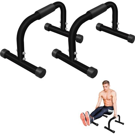 Parallettes pour dips et pompes, station de musculation au poids du corps en acier noir, stables, antidérapantes, pour home gym, de CHICFURN (1/5)