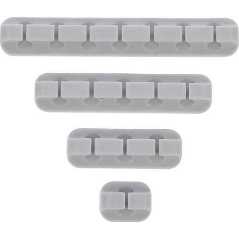 4er-Set selbstklebende Kabelorganisatoren für Büro und Zuhause – 12 x 2 cm – Grau (1/4)