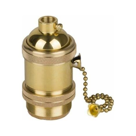 BUNTHAUS Tigrezy Vintage Support pour Ampoule E27 Douille Culot de Lampe Avec Interrupteur de Chaîne en Cuivre Laiton Couleur Cuivre
