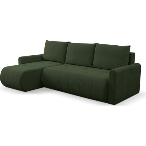 Selsey Timmone – Ecksofa mit Schlaffunktion & Bettkasten, Chenille, Universal, Grün (1/4)