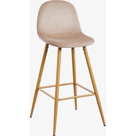 Confezione da 2 sgabelli alti in velluto Glamm SKLUM        Marrone Grano Legno naturale   