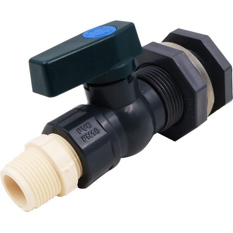 Kit de robinet de barre de pluie en PVC de 1,9 cm avec adaptateur de raccord de cloison pour réservoirs d'eau, aquariums, baignoires et piscines (1/5)