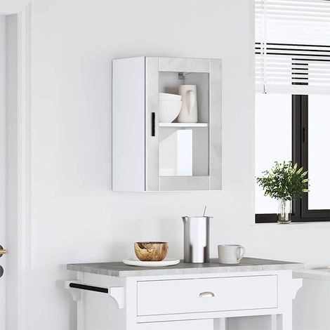 vidaXL Kitchen Wall Cabinet with Glass Door "Porto" Concrete Grey (1/5)