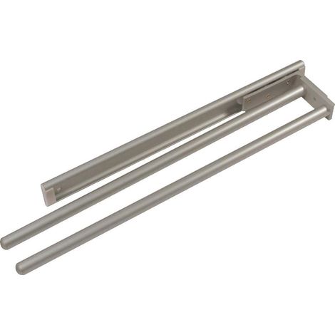 1 Porte-torchon coulissant, Aluminium, 2 bras, Extensible, Pour cuisine et salle de bain