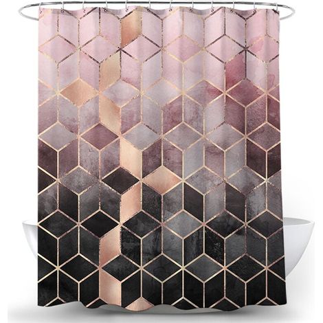 Rideau de Douche Anti Moisissure en Tissu Polyester, Original Rideau de Bain Impermeable Lavable en Machine, avec 12 Crochets pour Salle de Bains,100x (1/5)