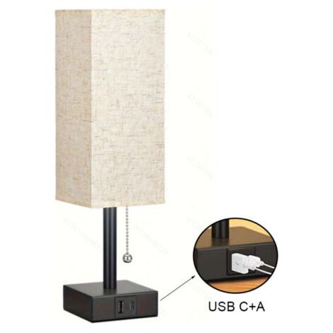 Cet ensemble de deux lampes de chevet tactiles est doté d'interfaces de contrôle USB-A et USB-C, est à intensité variable et possède un abat-jour en lin blanc, ce qui le rend adapté aux chambres, aux (1/3)