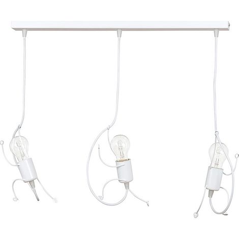 Lampada a Sospensione Bobi, Acciaio verniciato a polvere, Bianco, 65x60x14 cm (1/2)