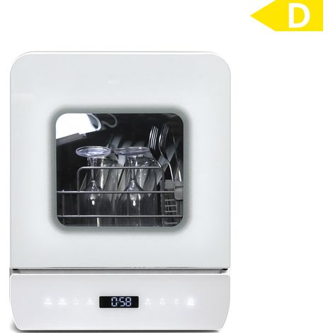 Puluomis – Lave-vaisselle compact 2 couverts – 5 programmes – 37 x 51 x 45,2 cm – 4,8L/cycle – 60 dB – Blanc