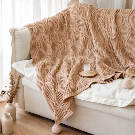 Plaid Jeté de Canapé en chenille unie couleur café 130x160 cm Couverture Scandinave 50 × 40 × 30 cm 1 kg – Livraison gratuite