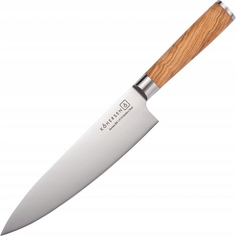Coltello da chef Kohersen Essence in acciaio tedesco, manico in legno d'ulivo, 20 pollici, 1 pezzo. (1/5)